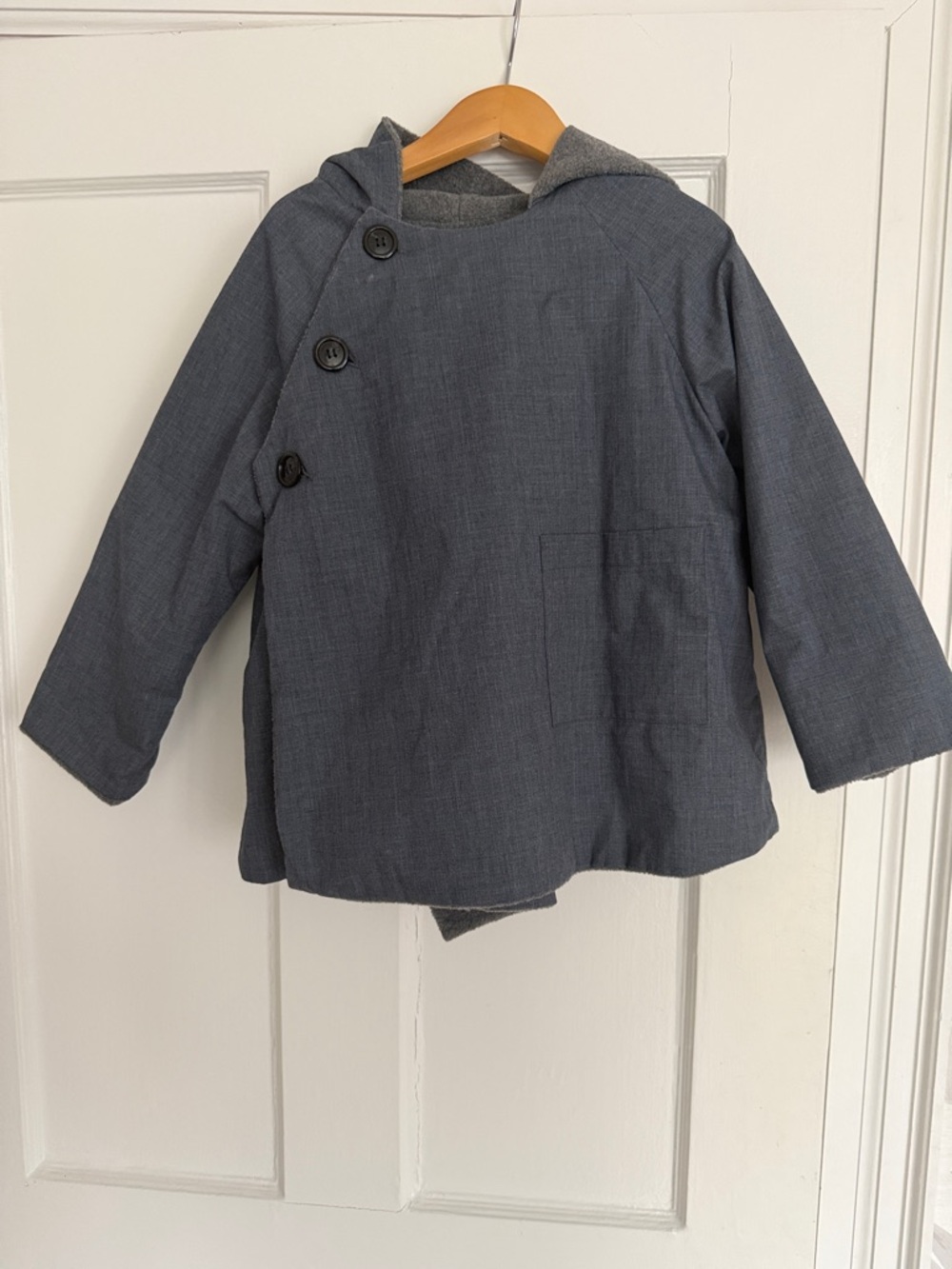 Makie Kids' Asymmetrical Button Pea Coat in Slate Gray